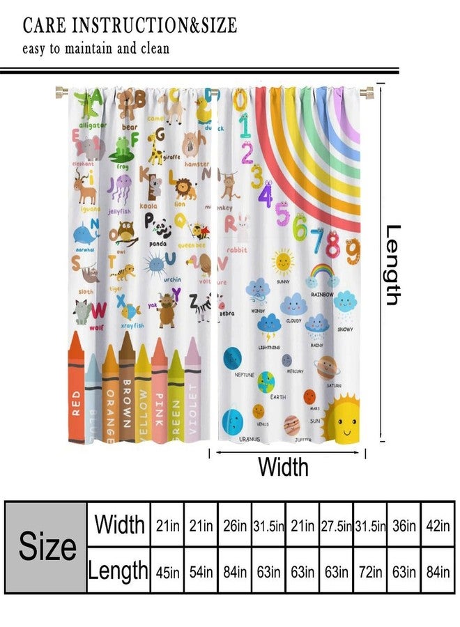 AAVEUP Alphabets ABC Curtains for Kids,Education Learning Rainbow Crayons Alphabet Colors Animals Numbers Galaxies Window Treatments for Boys Girls Nursery Children Toddler Bedroom 42x45in（No Blackout） - Image 2